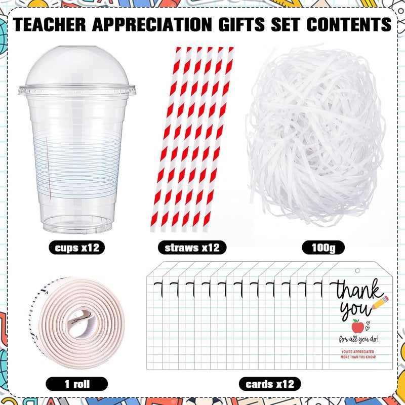 LemonRoad 6 Sets Teacher Appreciation Gifts Bulk, Plastic Coffee Cup Container Gift Card Holder, Teacher Week Thank You Gifts Graduation Back to School End of Year Ornaments (Notebook,Blue White) - Image 3