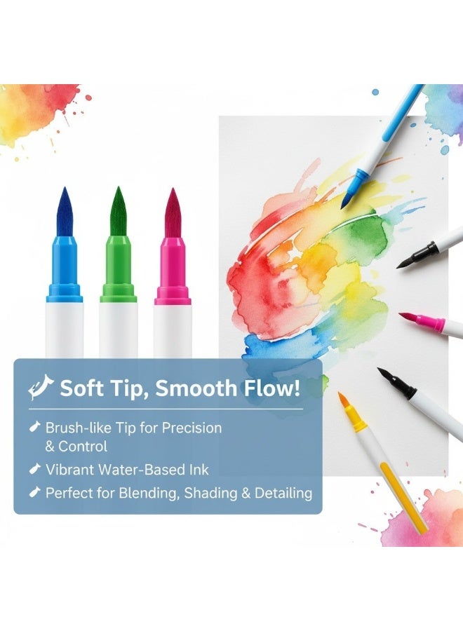 CHEN GUAN 36 Colors Watercolor Pen Set – Washable Water-Based Soft Tip Art Markers for Kids, Students & Artists | Non-Toxic Painting Pens for Drawing, Coloring, Calligraphy & Sketching | School Art Supplies Kit - Image 3