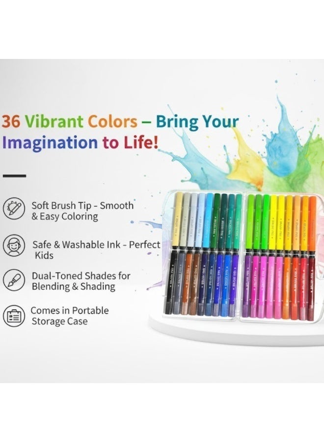 CHEN GUAN 36 Colors Watercolor Pen Set – Washable Water-Based Soft Tip Art Markers for Kids, Students & Artists | Non-Toxic Painting Pens for Drawing, Coloring, Calligraphy & Sketching | School Art Supplies Kit - Image 4