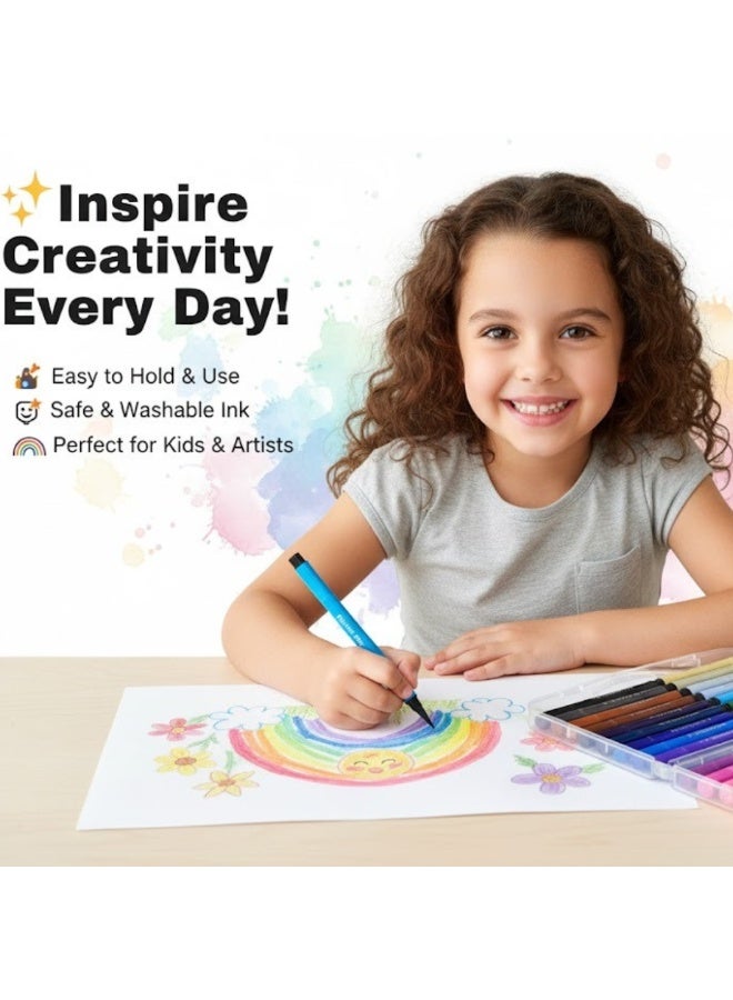 CHEN GUAN 36 Colors Watercolor Pen Set – Washable Water-Based Soft Tip Art Markers for Kids, Students & Artists | Non-Toxic Painting Pens for Drawing, Coloring, Calligraphy & Sketching | School Art Supplies Kit - Image 5