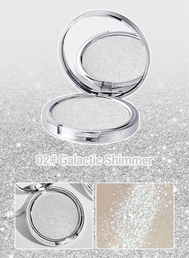 Erinde Shimmer Face Highlighter Makeup Powder, Cream to Powder Glow Finish, Lightweight & Healthy Radiance, Long Lasting Luminous Face Body Highlighter Makeup, 02 Galactic Shimmer - Image 3