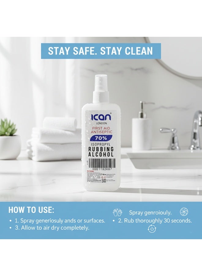 ican london isopropylrubbingalcohol 70% first aid antiseptic Disinfectant Spray 100ML - Image 5