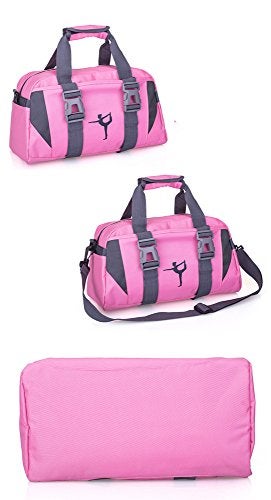 WVMKOR Small/Large Dance Duffle Bag For Girls Sport Gym Bags For Women Yoga Bag (Pink, Small) - Image 3