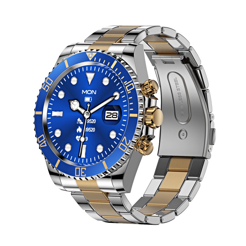 Smart Watch 1.28" IPS Screen Stainless Steel Case - BT Call Rotatable Dial Crown Fitness Tracker Watch for Health Monitoring Sports Enthusiasts - Image 1