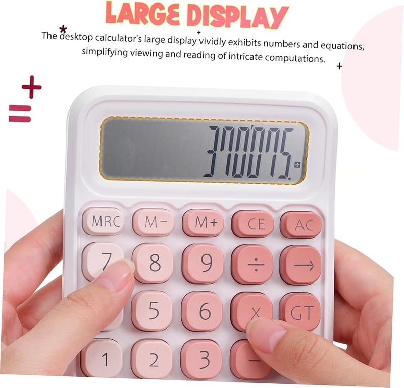 Artibetter Large Display Mechanical Calculator 2 Pack Cute Design User Friendly Buttons Battery Powered - Image 3