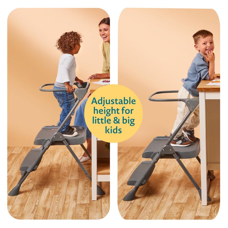 The First Years Foldable Toddler Tower and High Chair - 2-in-1 Baby High Chair and Toddler Step Stool - Adjustable Grow with Me Height - Folds Flat & Easy to Clean - Kids Stool with Non-Slip Surface - Image 3