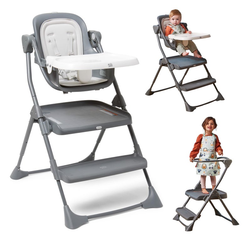 The First Years Foldable Toddler Tower and High Chair - 2-in-1 Baby High Chair and Toddler Step Stool - Adjustable Grow with Me Height - Folds Flat & Easy to Clean - Kids Stool with Non-Slip Surface - Image 1
