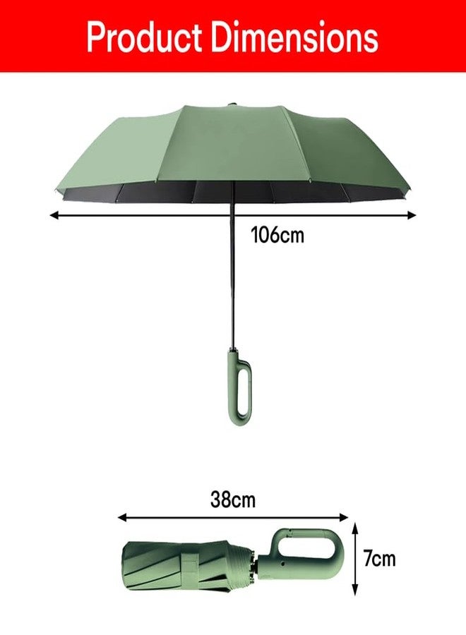 PRIME PICK مظلة سفر صغيرة الحجم من برايم بيك، مزودة بشريط عاكس، مقاومة للرياح والأشعة فوق البنفسجية، بمقبض مانع للانزلاق، خفيفة الوزن، تحجب 95% من الأشعة فوق البنفسجية، مناسبة للرجال والنساء والأطفال، مثالية للحماية من المطر والشمس، لون أخضر فاتح - Image 3