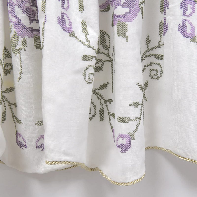 Home Soft Things 1 Piece Rose Embroidery Valance, Lilac, 60" x 19", Scalloped Flower Floral Window Curtain Valance Thick Drapes for Bedroom Decor with Rod Pocket. - Image 3