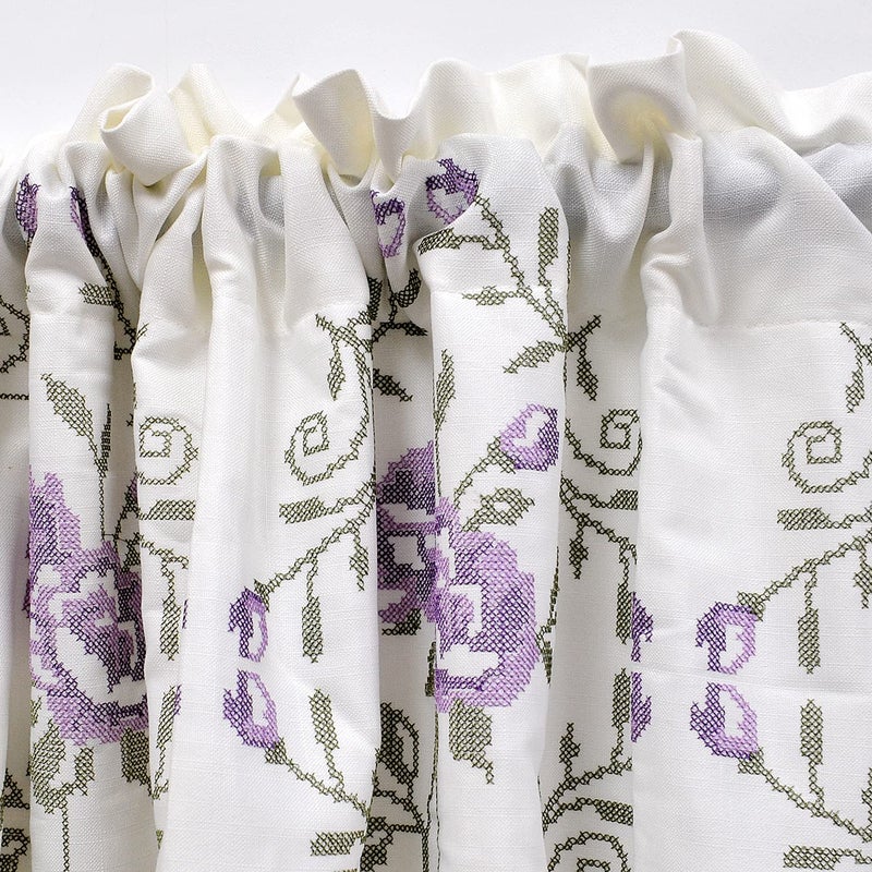 Home Soft Things 1 Piece Rose Embroidery Valance, Lilac, 60" x 19", Scalloped Flower Floral Window Curtain Valance Thick Drapes for Bedroom Decor with Rod Pocket. - Image 2