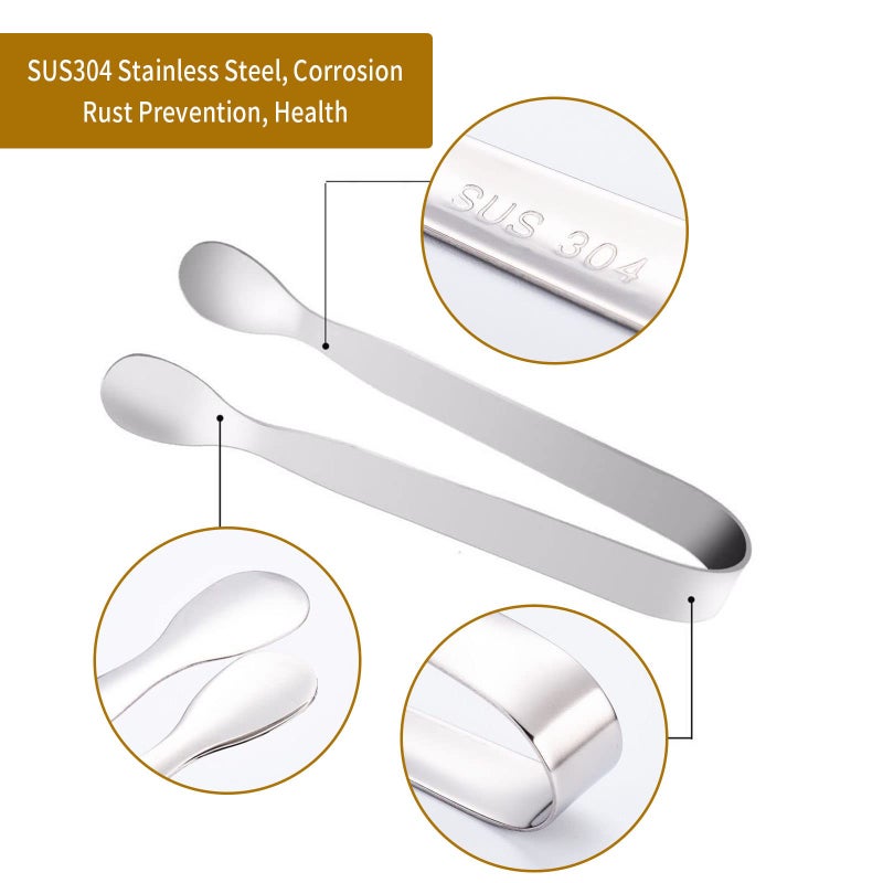 EATAKWARD Sugar Bowl with Roll Top Stainless Steel Spherical Candies Bowl with 4.3 Inch Sugar Tong Stainless Sugar Clip for Kitchen Coffee Bar Beverage Household - Image 5
