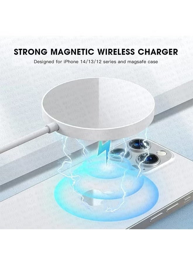 Generic Wireless Charger, Wireless Magnetic Fast Charging for For iPhone 16/15/14/13/12 series，AirPods Pro/3/2, Samsung Galaxy Series and More -Powerful Magnetic Charging Pad White  - Image 3