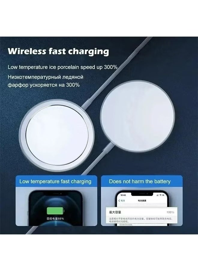 Generic Wireless Charger, Wireless Magnetic Fast Charging for For iPhone 16/15/14/13/12 series，AirPods Pro/3/2, Samsung Galaxy Series and More -Powerful Magnetic Charging Pad White  - Image 5