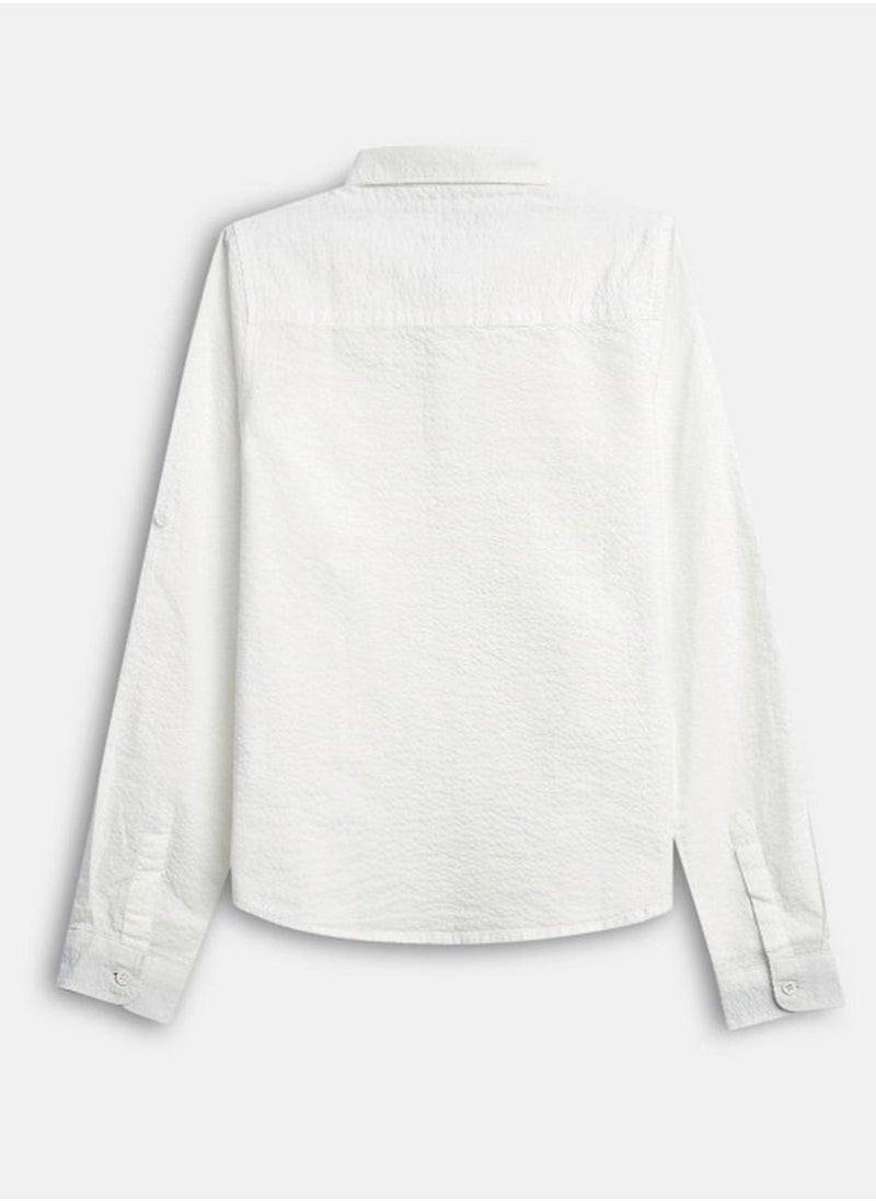 Bonkids Regular Long Sleeve Printed White Cotton Shirt For Boys 100 % Cotton  - Image 2