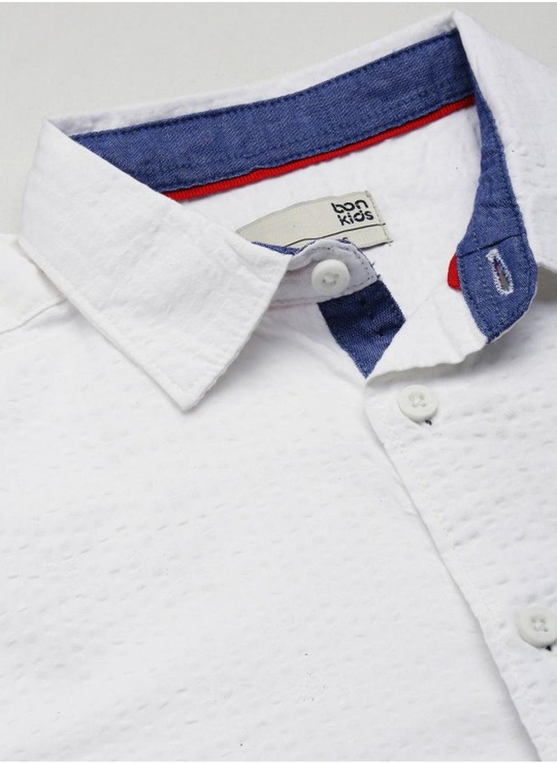 Bonkids Regular Long Sleeve Printed White Cotton Shirt For Boys 100 % Cotton  - Image 3