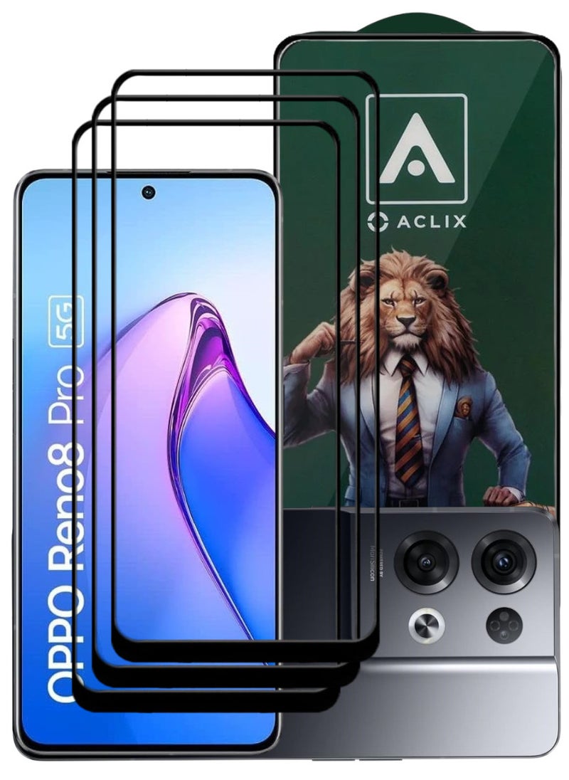 ACLIX 3 Pieces Antistatic ESD Dustproof Premium Quality High Definition Tempered Glass Screen Protector Designed For Oppo Reno8 Pro - Image 1