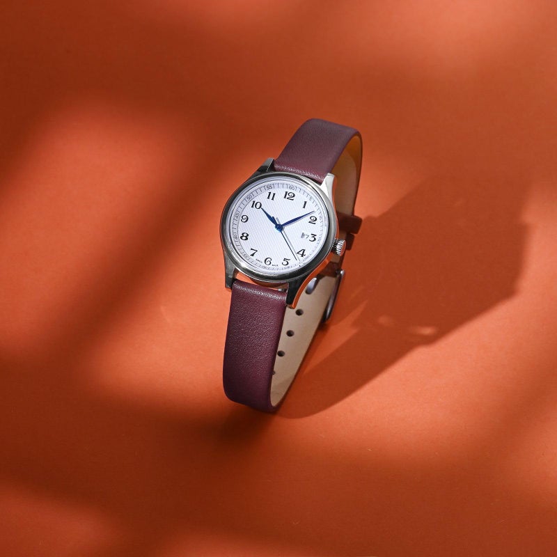 WOCCI 14mm Lug Width, Elegant Watch Band, Genuine Leather Replacement Strap with Rose Gold Buckle (Dark Plum) - Image 2