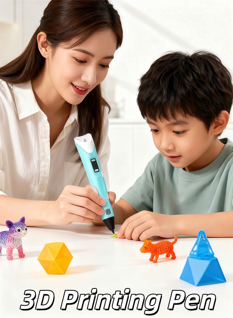 3D Printing Pen for Kids, 3D Pen with Display, Painting Graffiti, Kids DIY Gift, Doodle Arts Craft Drawing, Compatible with PLA and ABS Filament, Adjustable Temperature and Speed, for Graffiti, Drawing, Model Making(Blue) - Image 1
