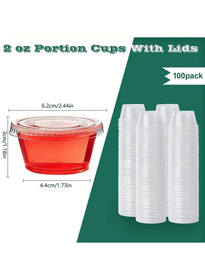 100 Pieces Transparent 2 Ounce Lidded Condiment Cups For Meal Prep - Image 3