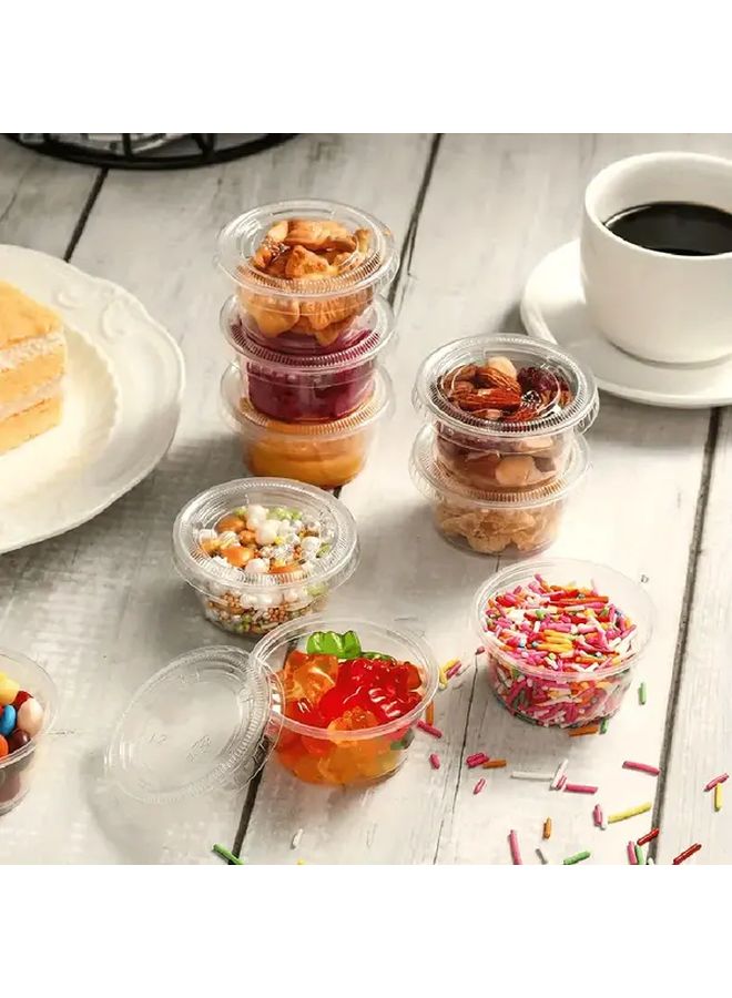 100 Pieces Transparent 2 Ounce Lidded Condiment Cups For Meal Prep - Image 1