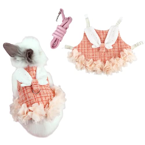 Barn Eleven Bunny Rabbit Ferret Harness and Leash Set, Bunny Clothes for Rabbits, Small Animal Guinea Pig Dress Clothes for Kitten Ferret Chihuahua Puppy Mini Dog and Small Animals Harnesses (S, Orange) - Image 1