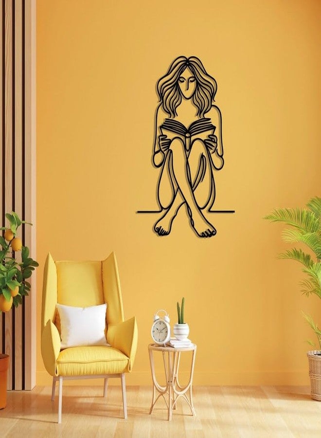 BLIND SHOP Bookish Girl Minimalist Line Art, Metal Wall Decor, Metal Wall Art, Home Wall Hangings, Geometric Wall Art, Home Metal Decor - Image 3