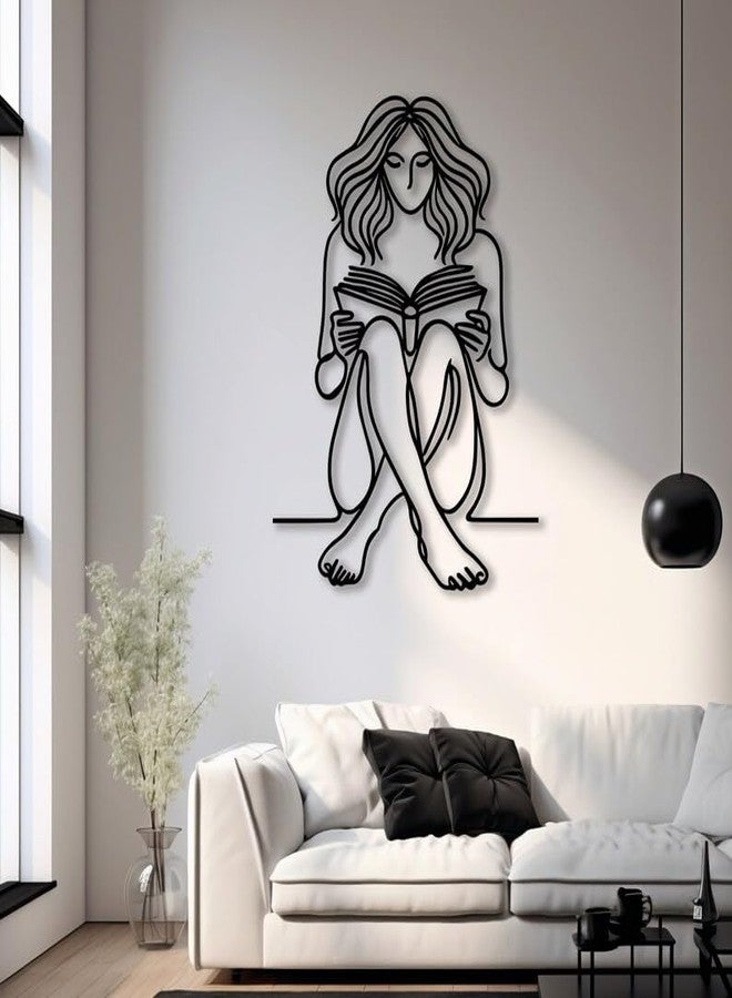 BLIND SHOP Bookish Girl Minimalist Line Art, Metal Wall Decor, Metal Wall Art, Home Wall Hangings, Geometric Wall Art, Home Metal Decor - Image 4