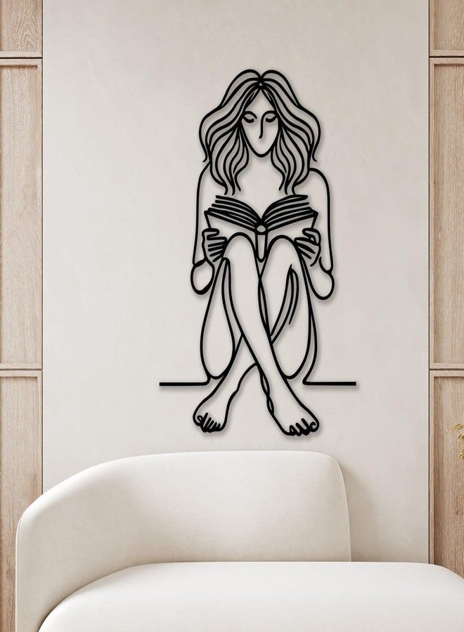 BLIND SHOP Bookish Girl Minimalist Line Art, Metal Wall Decor, Metal Wall Art, Home Wall Hangings, Geometric Wall Art, Home Metal Decor - Image 5