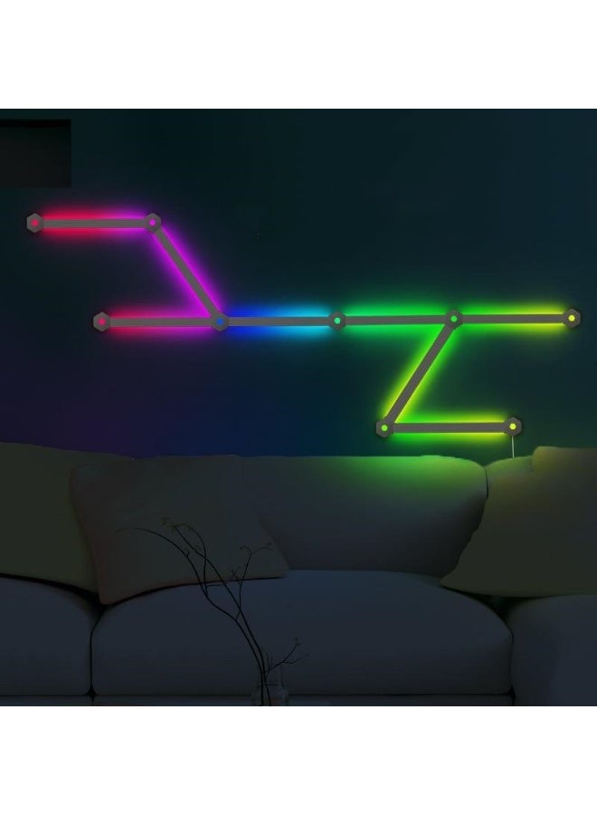 Smart LED Wall Light Bars Ambient Smart wall lighting RGB LED Light BlueTooth WIFI Tuya APP Control Music Sync DIY Night Light TV Bedroom Gaming and TV bedroom Decoration (9 Light Bars) - Image 3