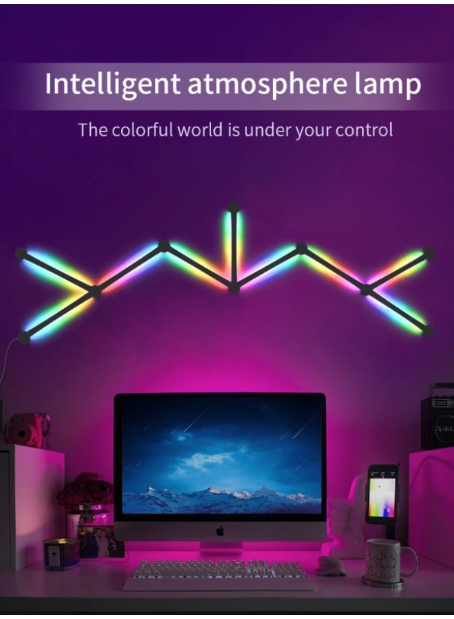 Smart LED Wall Light Bars Ambient Smart wall lighting RGB LED Light BlueTooth WIFI Tuya APP Control Music Sync DIY Night Light TV Bedroom Gaming and TV bedroom Decoration (9 Light Bars) - Image 5