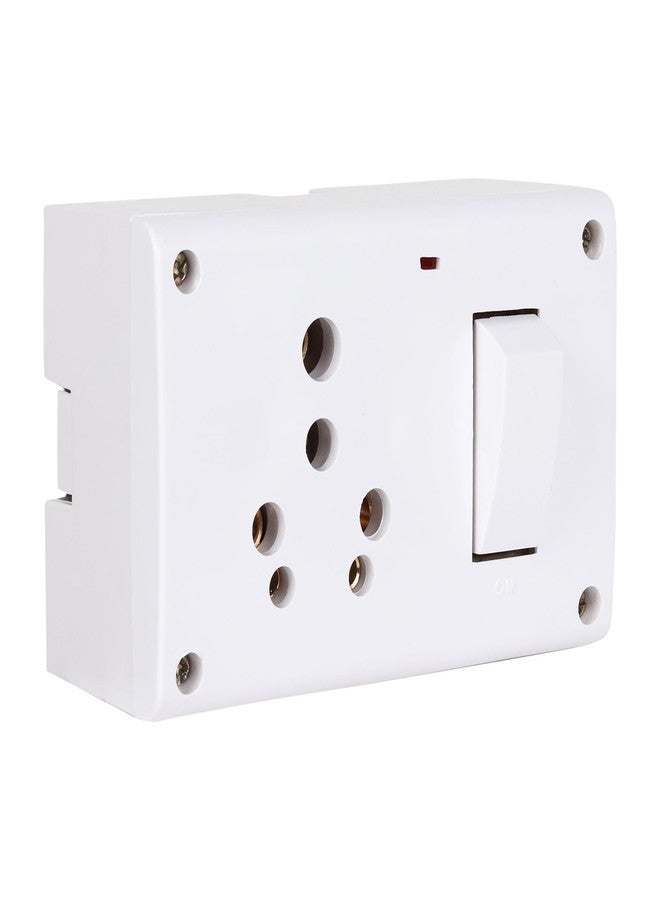 SEER 6-16 Amp Non-Modular Switch and Socket with 5 meter 2 core wire 3pin Combination with Box, Polycarbonate, White (switch box with wire) - Image 4