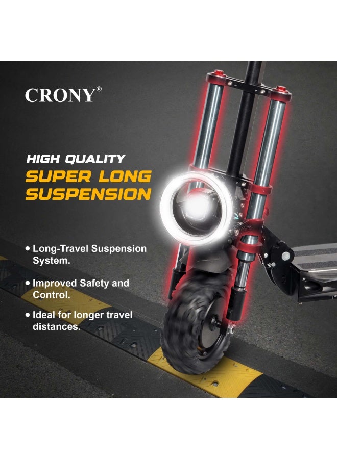 CRONY V18 Black high-performance electric scooter with dual 1500W motors for powerful acceleration & smooth rides, max speed 40 KM/H. Fitted with a 48V 18AH battery, it achieves a single-charge driving range of 30–60 KM Adult Commuting Delivery Urban Travel - Image 2