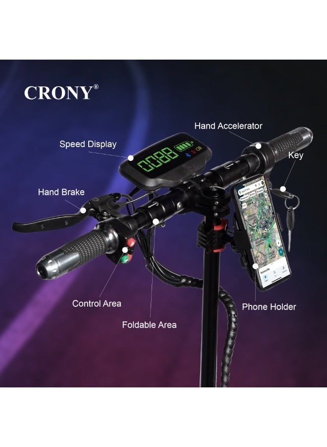 CRONY V18 Black high-performance electric scooter with dual 1500W motors for powerful acceleration & smooth rides, max speed 40 KM/H. Fitted with a 48V 18AH battery, it achieves a single-charge driving range of 30–60 KM Adult Commuting Delivery Urban Travel - Image 5