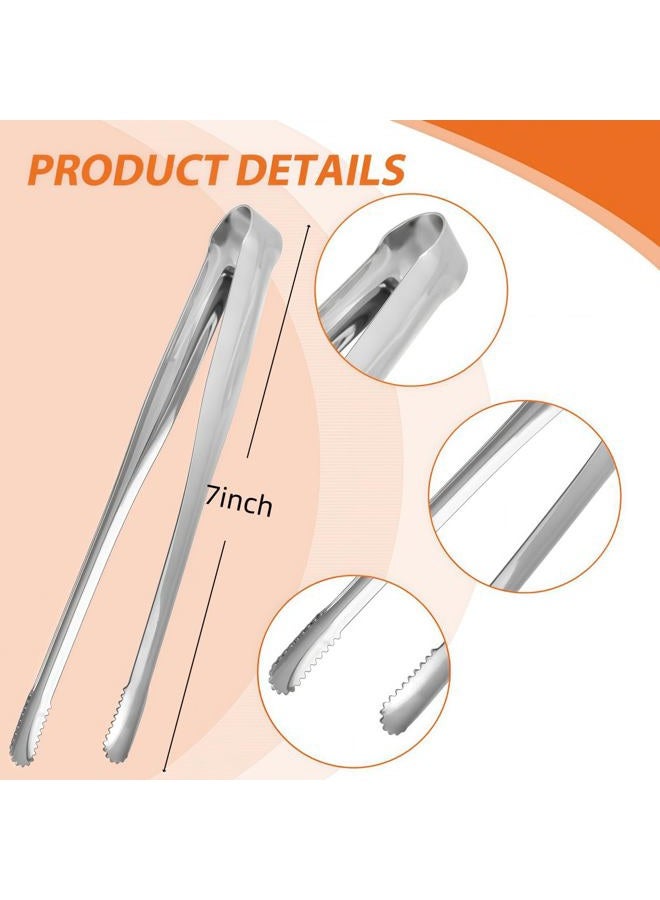 JXHAPY 8 Pack Kitchen Tongs, Stainless Steel Serving Tongs with Non-Slip Tips for Cooking，Easily Control Kitchen Tweezer, Multi-Purpose Korean Tong for Baking, Food Plating, BBQ (7 Inch) - Image 2