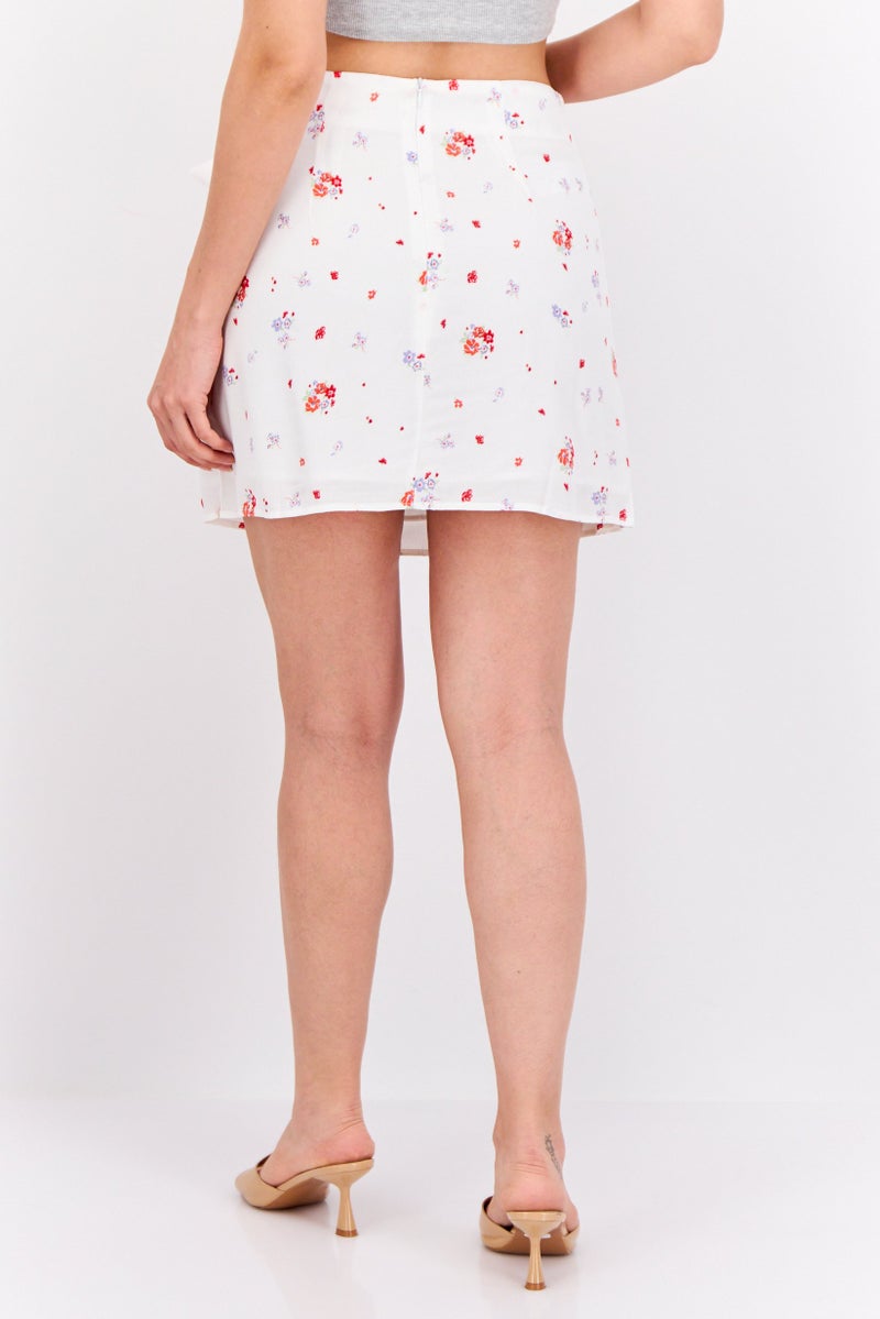 MANGO Women Floral Print Mini Skirt, Multicolor - Image 3
