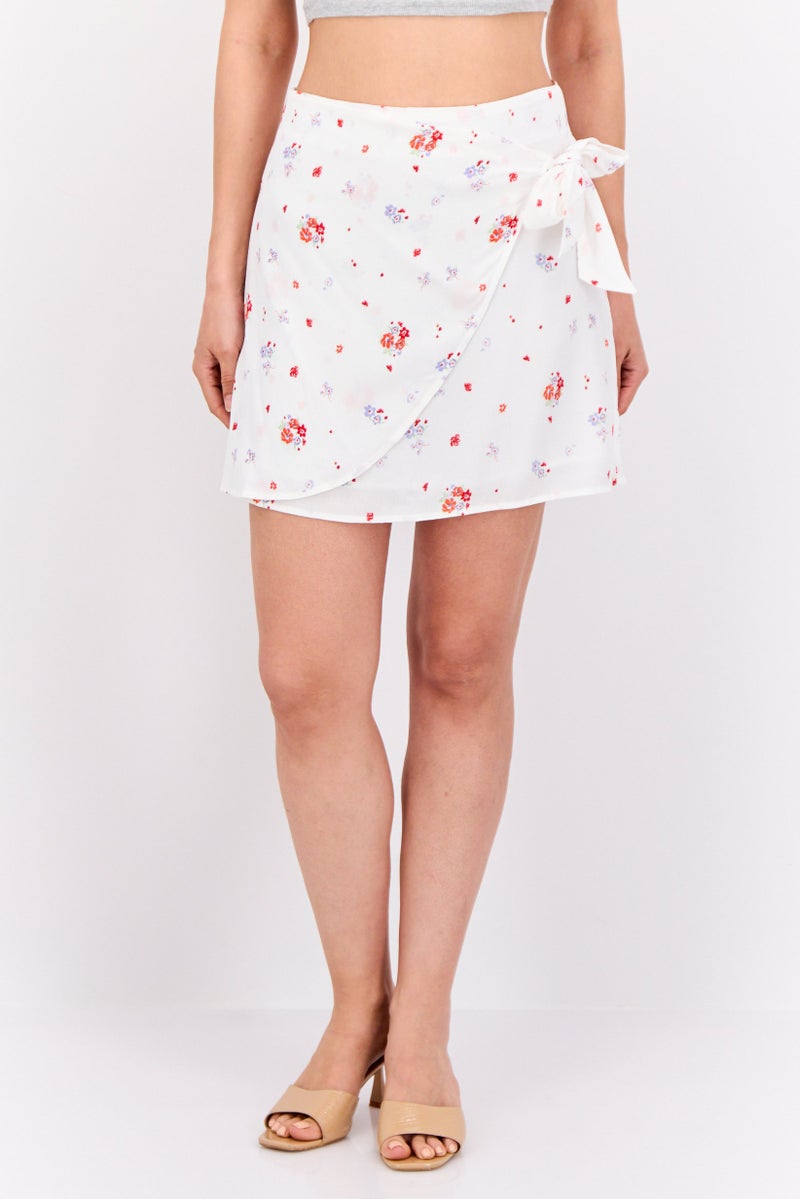 MANGO Women Floral Print Mini Skirt, Multicolor - Image 1