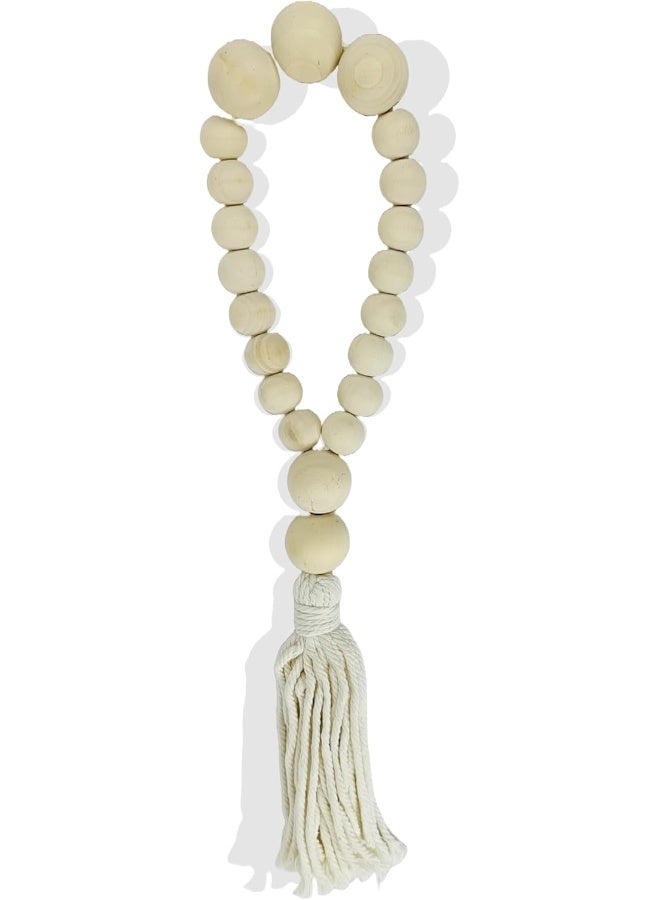 YINZUO YINZUO Boho Wooden Bead Garland with Tassels and Heart Charms Rustic Farmhouse Hanging Ornament for Tiered Tray, Jars, Wall Decor, Table Centerpiece  - Image 1