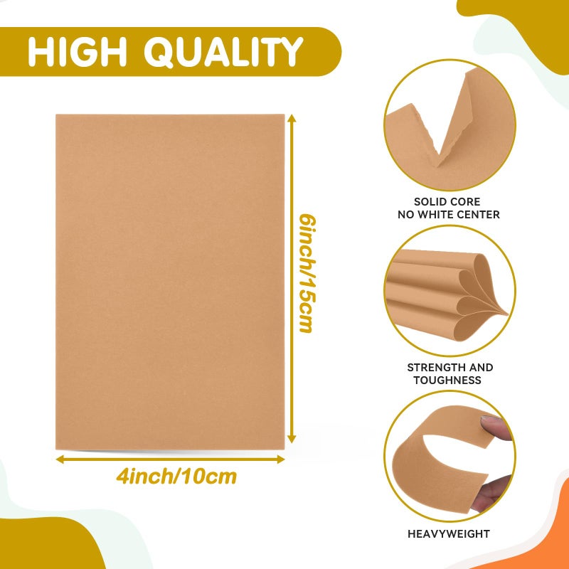 Hlonon 50 Sheets Brown Kraft Cardstock 4 x 6 Inch Thick Paper, Brown Smooth Card Stock Heavyweight Printer Paper for Invitations, Scrapbooks, Art, Crafts, DIY Cards, 250GSM - Image 2