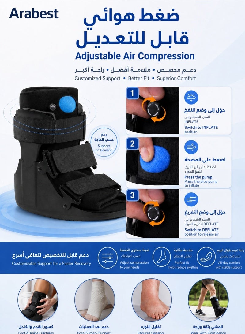Arabest Air Cam Walker Fracture Boot,Inflatable Walking Fracture Boot for Broken Foot,Air Walking Boot Fracture Boot Short Walker Protective Boot Sprained Ankle,Suitable for Left or Right Foot - Image 2