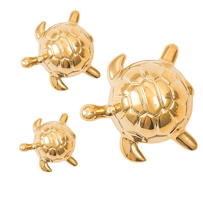 TQUPT Golden Turtle Statue Set Sculptures Gold Turtle Ornament Ceramic Statue Home Accessories Gold Desk Home Indoor Decorative Collectible Decor or Elders (3 Pieces) - Image 1