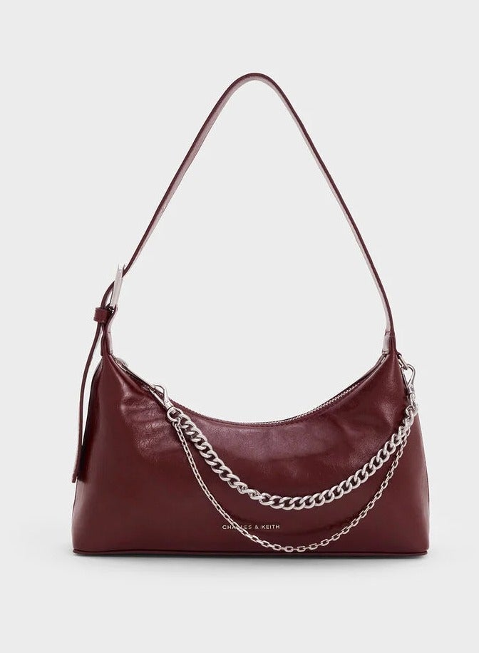Charles & Keith Atwood Chain Crinkle Hobo Bag - Image 1
