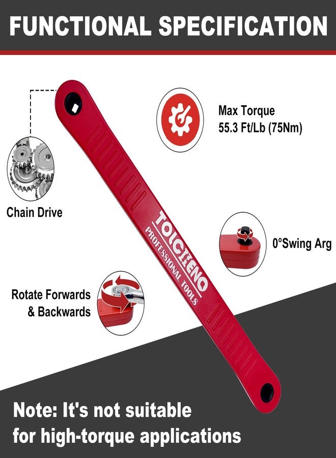 TOLCHENO Impact Ready Offset Extension Wrench - Pro Zero Socket Wrench Extender Tool with 1/4", 3/8", 1/2" Square Drive Adapters - Universal Ratchet Extensions for Tight Spaces (Red, Ergonomic) - Image 4