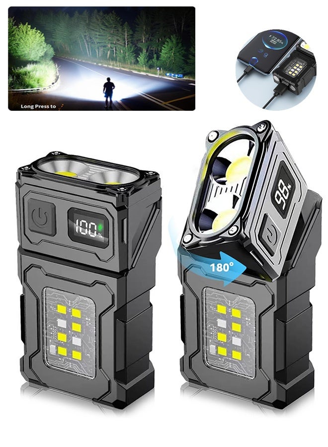 إم إكس إن ضوء فلاش ذو سلسلة مفاتيح عالي لومن، قابل لإعادة الشحن ضوء فلاش 850 لومن مع مصابيح فلاش ذات دائرة مغناطيسية خلفية لدراجة المشي في حالات الطوارئ أداة الإشارة الحمراء - Image 1