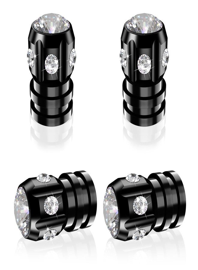 QUARKACE Tire Valve Caps, Bling Valve Stem Caps with Sparkly Rhinestones, Tire Caps 4 Pack for Cars SUVs Trucks Motorcycles Bikes, Anti-Fading Coating, Corrosion Resistant, Air Leakproof - Black - Image 1