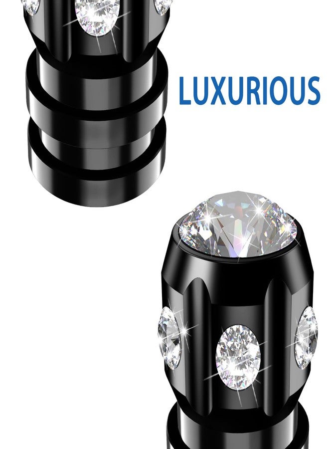 QUARKACE Tire Valve Caps, Bling Valve Stem Caps with Sparkly Rhinestones, Tire Caps 4 Pack for Cars SUVs Trucks Motorcycles Bikes, Anti-Fading Coating, Corrosion Resistant, Air Leakproof - Black - Image 3