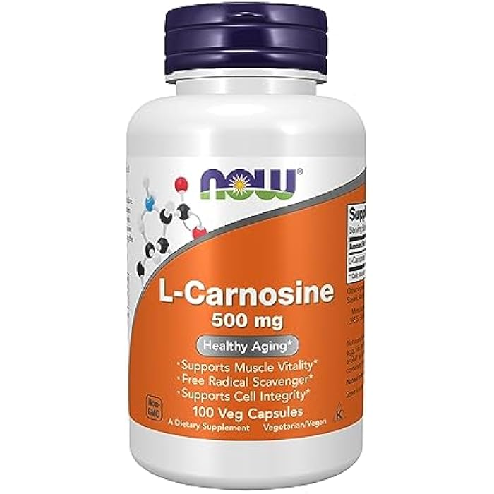 NOW Foods L-Carnosine 500mg 100 VegiCaps (Pack of 2) - Image 1