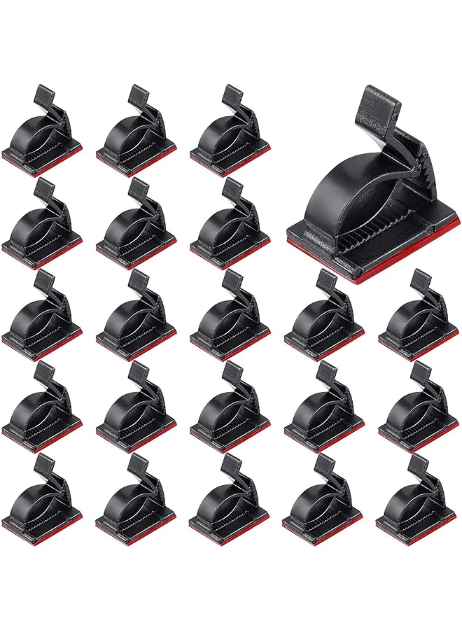 Green Tiger 120 Pieces Outdoor Cable Clips Adhesive Cable Management Clips Sticky Wire Clips Cord Holder Cable Hooks Organizers for Christmas Fairy Hanging Light Home Decoration (Black,Medium) - Image 1