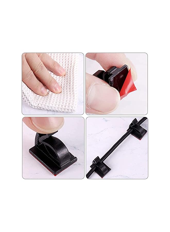 Green Tiger 120 Pieces Outdoor Cable Clips Adhesive Cable Management Clips Sticky Wire Clips Cord Holder Cable Hooks Organizers for Christmas Fairy Hanging Light Home Decoration (Black,Medium) - Image 3
