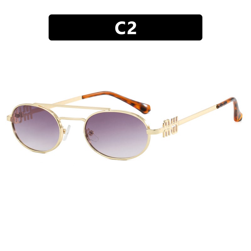 Generic 2024 Chic Oval Sunglasses for Women Double gray 