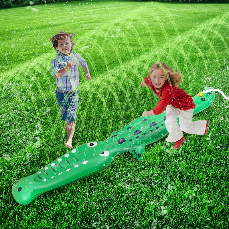 BINGKOU Water Sprinkler for KidsLarge Crocodile Inflatable Sprinkler Kids Sprinklers for YardOutdoor Water Toys Spray Summer Water Play for Boys Girls Dogs Backyard - Image 2
